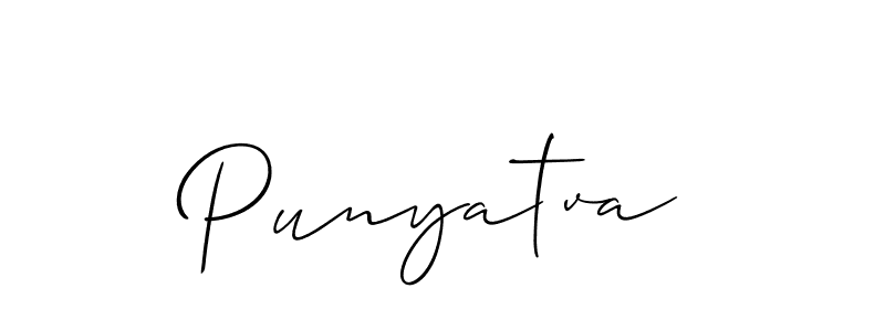 It looks lik you need a new signature style for name Punyatva. Design unique handwritten (Allison_Script) signature with our free signature maker in just a few clicks. Punyatva signature style 2 images and pictures png