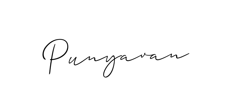 It looks lik you need a new signature style for name Punyavan. Design unique handwritten (Allison_Script) signature with our free signature maker in just a few clicks. Punyavan signature style 2 images and pictures png