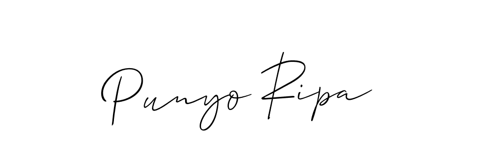 How to make Punyo Ripa name signature. Use Allison_Script style for creating short signs online. This is the latest handwritten sign. Punyo Ripa signature style 2 images and pictures png