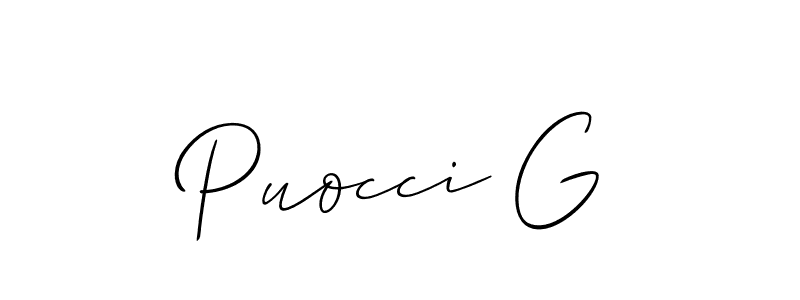 Puocci G stylish signature style. Best Handwritten Sign (Allison_Script) for my name. Handwritten Signature Collection Ideas for my name Puocci G. Puocci G signature style 2 images and pictures png