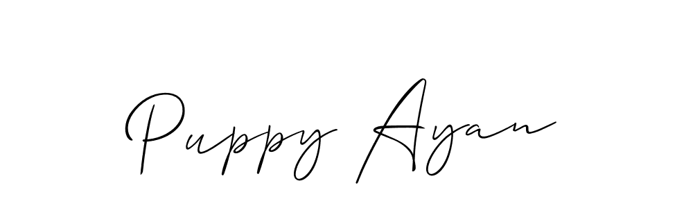 How to make Puppy Ayan name signature. Use Allison_Script style for creating short signs online. This is the latest handwritten sign. Puppy Ayan signature style 2 images and pictures png