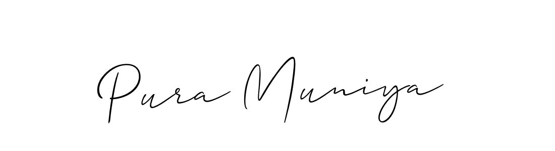 Make a beautiful signature design for name Pura Muniya. With this signature (Allison_Script) style, you can create a handwritten signature for free. Pura Muniya signature style 2 images and pictures png