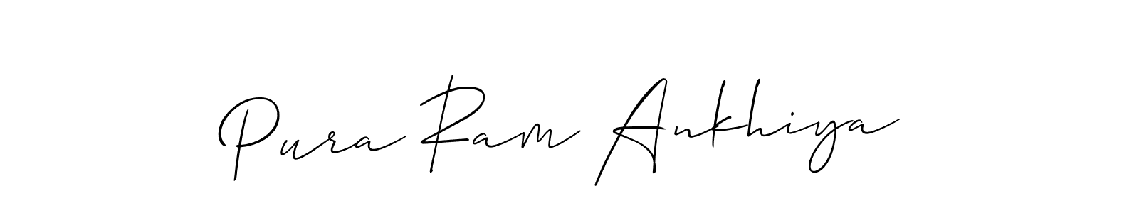 The best way (Allison_Script) to make a short signature is to pick only two or three words in your name. The name Pura Ram Ankhiya include a total of six letters. For converting this name. Pura Ram Ankhiya signature style 2 images and pictures png