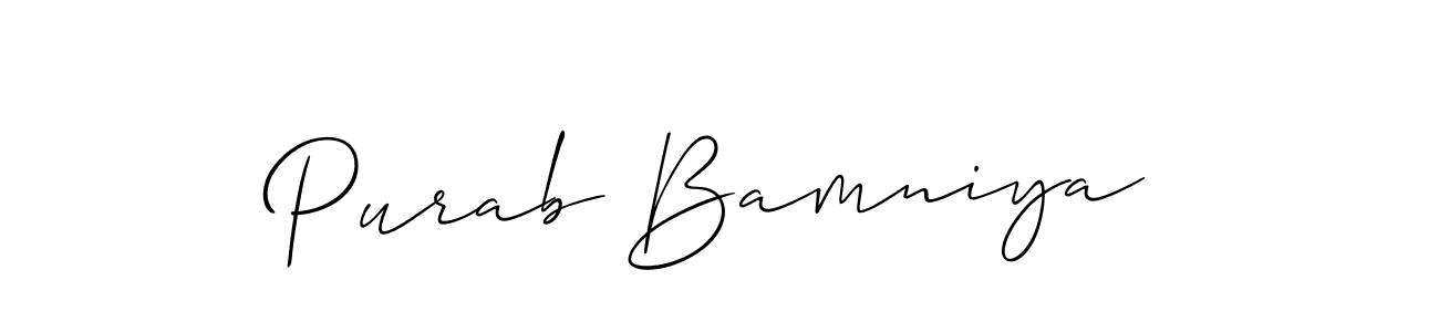 This is the best signature style for the Purab Bamniya name. Also you like these signature font (Allison_Script). Mix name signature. Purab Bamniya signature style 2 images and pictures png