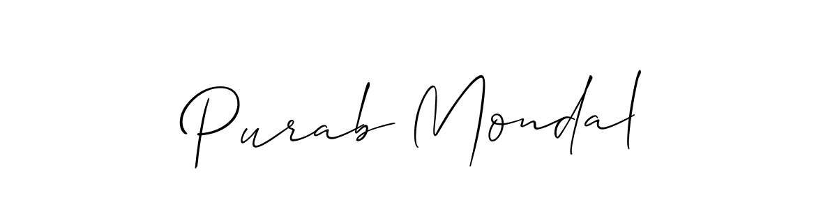 It looks lik you need a new signature style for name Purab Mondal. Design unique handwritten (Allison_Script) signature with our free signature maker in just a few clicks. Purab Mondal signature style 2 images and pictures png