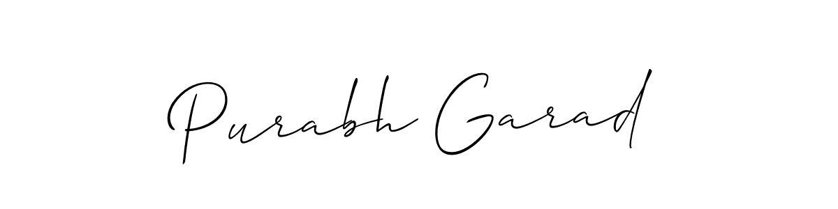 How to make Purabh Garad signature? Allison_Script is a professional autograph style. Create handwritten signature for Purabh Garad name. Purabh Garad signature style 2 images and pictures png