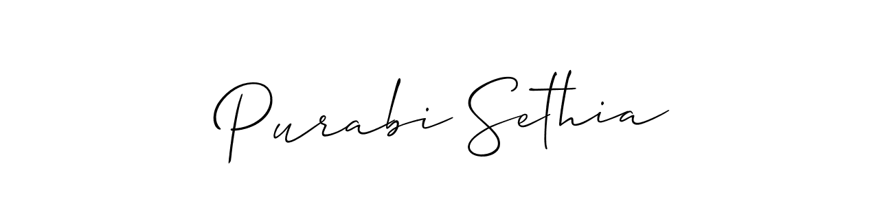 Allison_Script is a professional signature style that is perfect for those who want to add a touch of class to their signature. It is also a great choice for those who want to make their signature more unique. Get Purabi Sethia name to fancy signature for free. Purabi Sethia signature style 2 images and pictures png