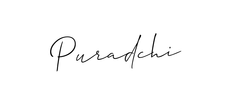 Similarly Allison_Script is the best handwritten signature design. Signature creator online .You can use it as an online autograph creator for name Puradchi. Puradchi signature style 2 images and pictures png