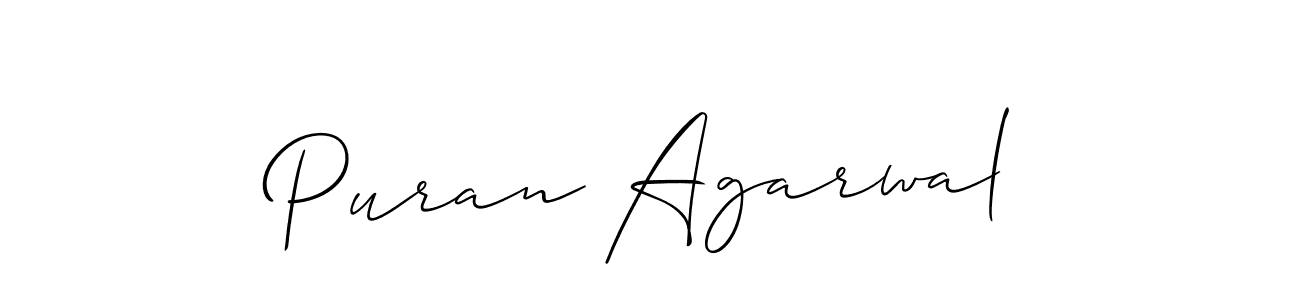 How to make Puran Agarwal name signature. Use Allison_Script style for creating short signs online. This is the latest handwritten sign. Puran Agarwal signature style 2 images and pictures png