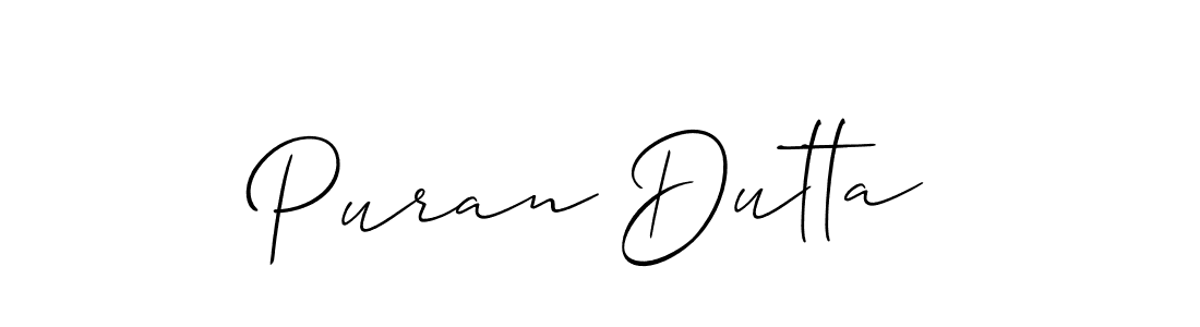 Make a beautiful signature design for name Puran Dutta. With this signature (Allison_Script) style, you can create a handwritten signature for free. Puran Dutta signature style 2 images and pictures png