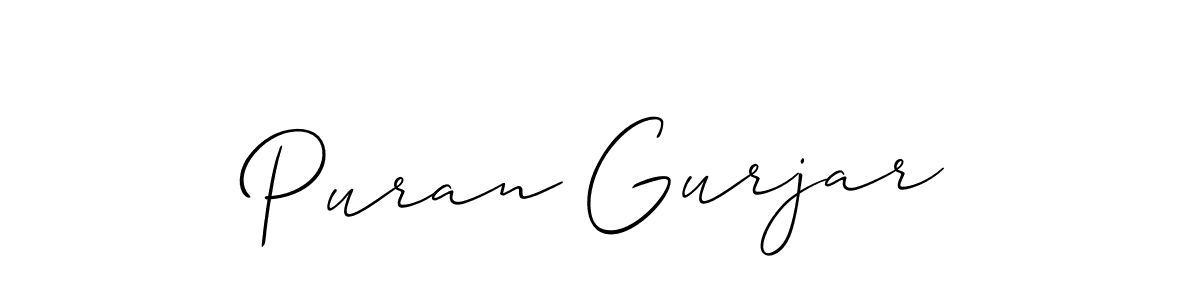 How to Draw Puran Gurjar signature style? Allison_Script is a latest design signature styles for name Puran Gurjar. Puran Gurjar signature style 2 images and pictures png