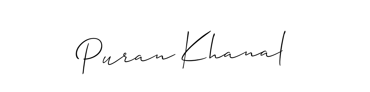 It looks lik you need a new signature style for name Puran Khanal. Design unique handwritten (Allison_Script) signature with our free signature maker in just a few clicks. Puran Khanal signature style 2 images and pictures png