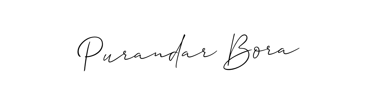 It looks lik you need a new signature style for name Purandar Bora. Design unique handwritten (Allison_Script) signature with our free signature maker in just a few clicks. Purandar Bora signature style 2 images and pictures png