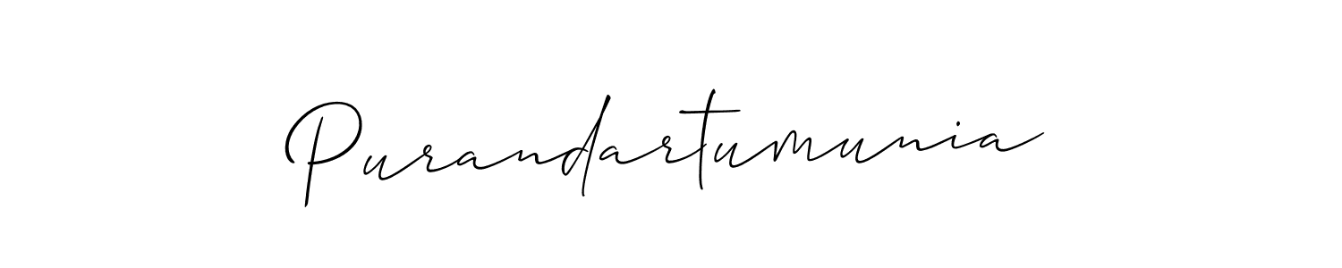 Create a beautiful signature design for name Purandartumunia. With this signature (Allison_Script) fonts, you can make a handwritten signature for free. Purandartumunia signature style 2 images and pictures png