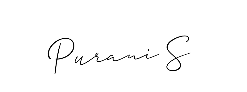 How to Draw Purani S signature style? Allison_Script is a latest design signature styles for name Purani S. Purani S signature style 2 images and pictures png