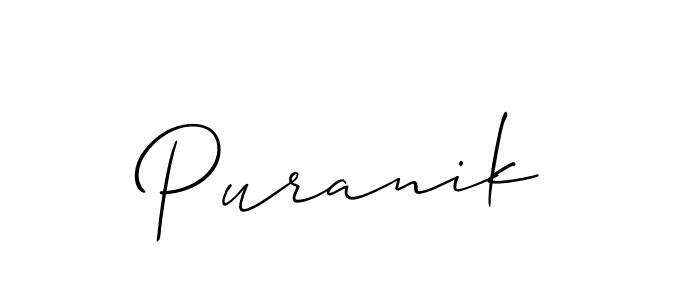 Design your own signature with our free online signature maker. With this signature software, you can create a handwritten (Allison_Script) signature for name Puranik. Puranik signature style 2 images and pictures png