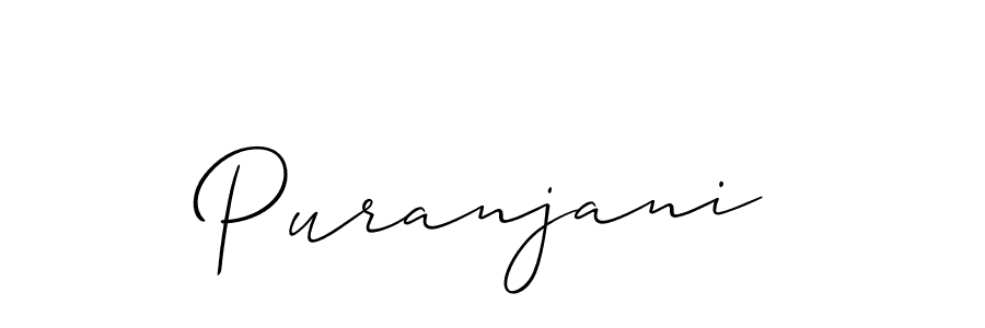 Puranjani stylish signature style. Best Handwritten Sign (Allison_Script) for my name. Handwritten Signature Collection Ideas for my name Puranjani. Puranjani signature style 2 images and pictures png