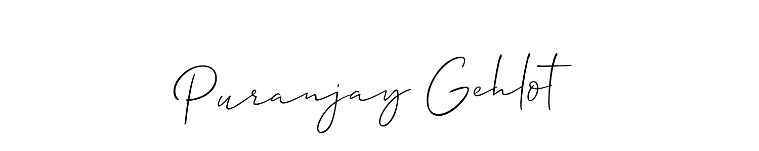 This is the best signature style for the Puranjay Gehlot name. Also you like these signature font (Allison_Script). Mix name signature. Puranjay Gehlot signature style 2 images and pictures png