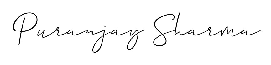 A stylish, flowing autograph style designed for name Puranjay Sharma using Allison_Script typography. Perfect for digital creative projects. Puranjay Sharma signature style 2 images and pictures png