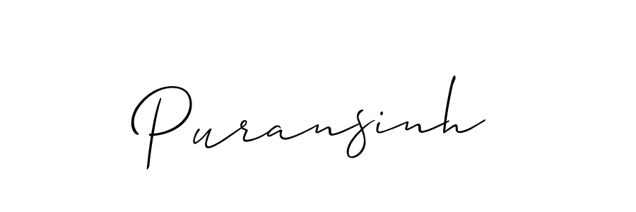 Design your own signature with our free online signature maker. With this signature software, you can create a handwritten (Allison_Script) signature for name Puransinh. Puransinh signature style 2 images and pictures png
