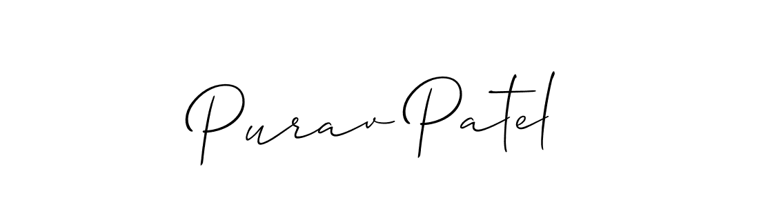 The best way (Allison_Script) to make a short signature is to pick only two or three words in your name. The name Purav Patel include a total of six letters. For converting this name. Purav Patel signature style 2 images and pictures png