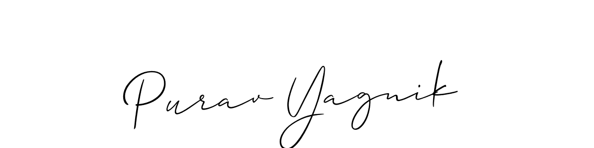 Allison_Script is a professional signature style that is perfect for those who want to add a touch of class to their signature. It is also a great choice for those who want to make their signature more unique. Get Purav Yagnik name to fancy signature for free. Purav Yagnik signature style 2 images and pictures png