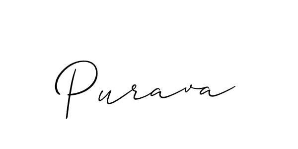 Make a beautiful signature design for name Purava. With this signature (Allison_Script) style, you can create a handwritten signature for free. Purava signature style 2 images and pictures png