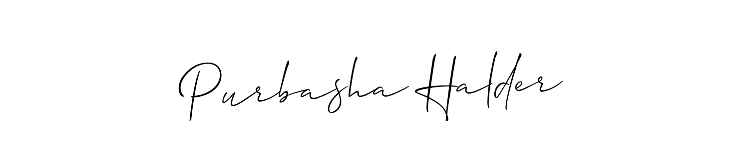 Use a signature maker to create a handwritten signature online. With this signature software, you can design (Allison_Script) your own signature for name Purbasha Halder. Purbasha Halder signature style 2 images and pictures png