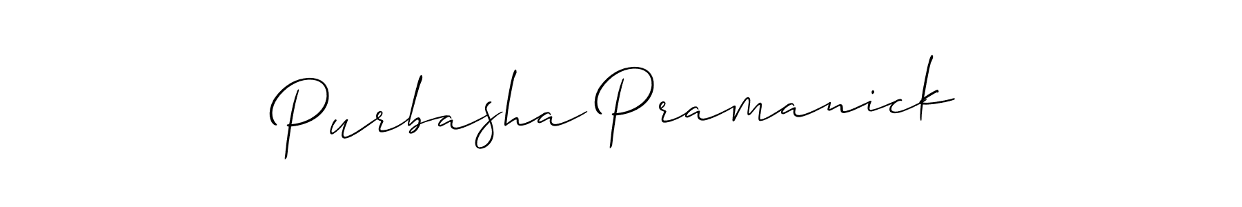 Purbasha Pramanick stylish signature style. Best Handwritten Sign (Allison_Script) for my name. Handwritten Signature Collection Ideas for my name Purbasha Pramanick. Purbasha Pramanick signature style 2 images and pictures png