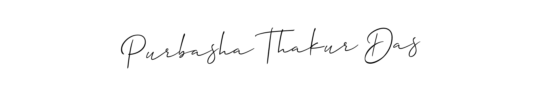 Create a beautiful signature design for name Purbasha Thakur Das. With this signature (Allison_Script) fonts, you can make a handwritten signature for free. Purbasha Thakur Das signature style 2 images and pictures png