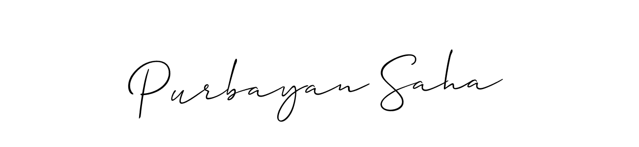 Use a signature maker to create a handwritten signature online. With this signature software, you can design (Allison_Script) your own signature for name Purbayan Saha. Purbayan Saha signature style 2 images and pictures png