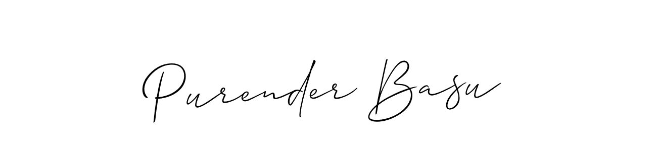 How to make Purender Basu name signature. Use Allison_Script style for creating short signs online. This is the latest handwritten sign. Purender Basu signature style 2 images and pictures png