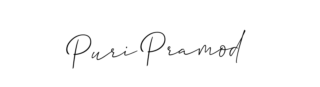 You should practise on your own different ways (Allison_Script) to write your name (Puri Pramod) in signature. don't let someone else do it for you. Puri Pramod signature style 2 images and pictures png