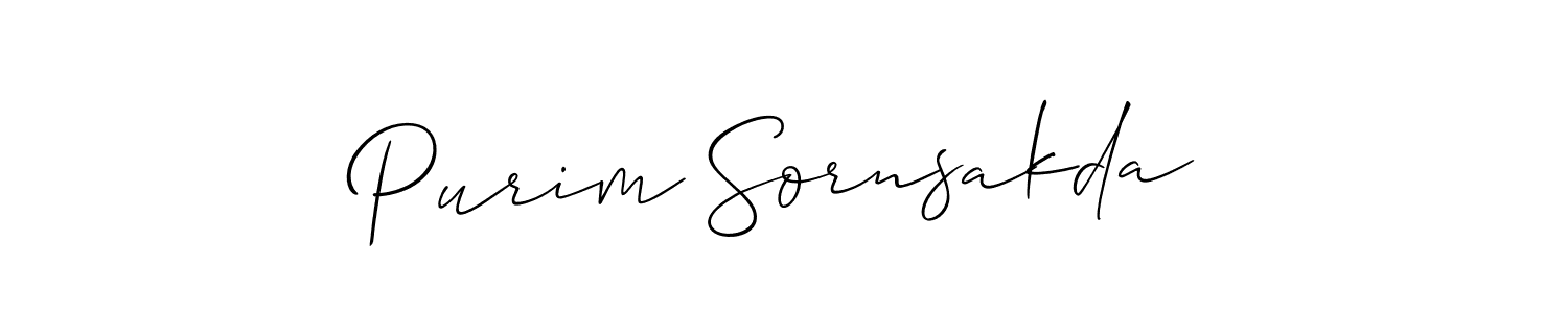 Use a signature maker to create a handwritten signature online. With this signature software, you can design (Allison_Script) your own signature for name Purim Sornsakda. Purim Sornsakda signature style 2 images and pictures png