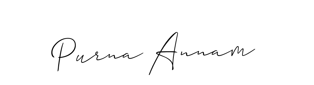 Make a short Purna Annam signature style. Manage your documents anywhere anytime using Allison_Script. Create and add eSignatures, submit forms, share and send files easily. Purna Annam signature style 2 images and pictures png