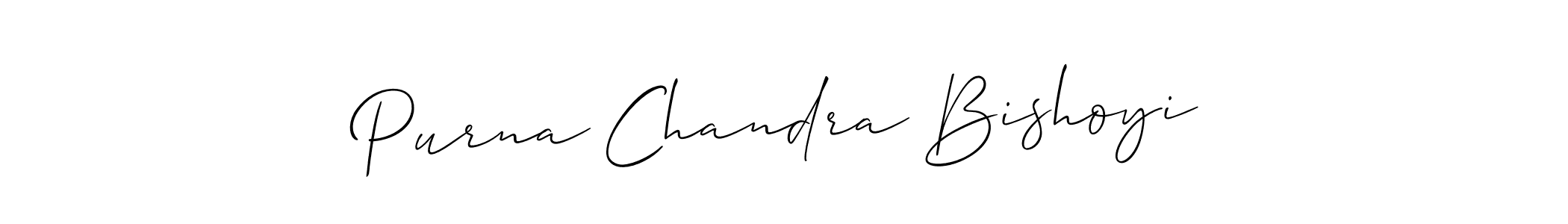 Make a beautiful signature design for name Purna Chandra Bishoyi. With this signature (Allison_Script) style, you can create a handwritten signature for free. Purna Chandra Bishoyi signature style 2 images and pictures png