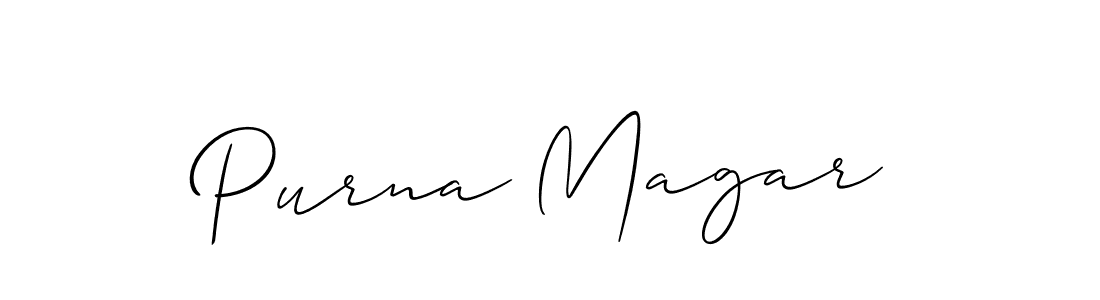 Use a signature maker to create a handwritten signature online. With this signature software, you can design (Allison_Script) your own signature for name Purna Magar. Purna Magar signature style 2 images and pictures png