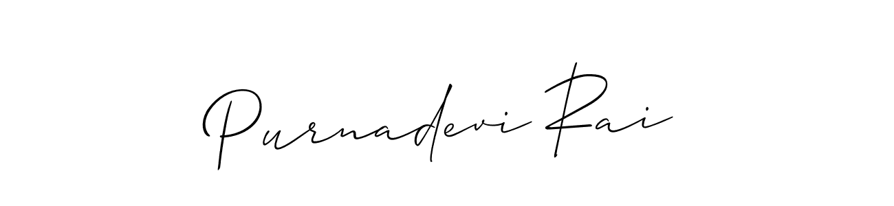 Make a beautiful signature design for name Purnadevi Rai. With this signature (Allison_Script) style, you can create a handwritten signature for free. Purnadevi Rai signature style 2 images and pictures png