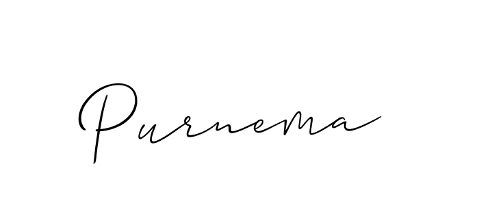 Make a beautiful signature design for name Purnema. With this signature (Allison_Script) style, you can create a handwritten signature for free. Purnema signature style 2 images and pictures png