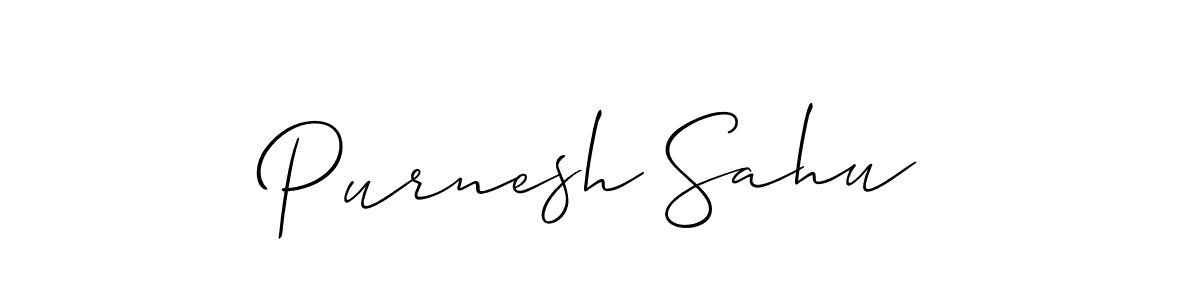 Create a beautiful signature design for name Purnesh Sahu. With this signature (Allison_Script) fonts, you can make a handwritten signature for free. Purnesh Sahu signature style 2 images and pictures png