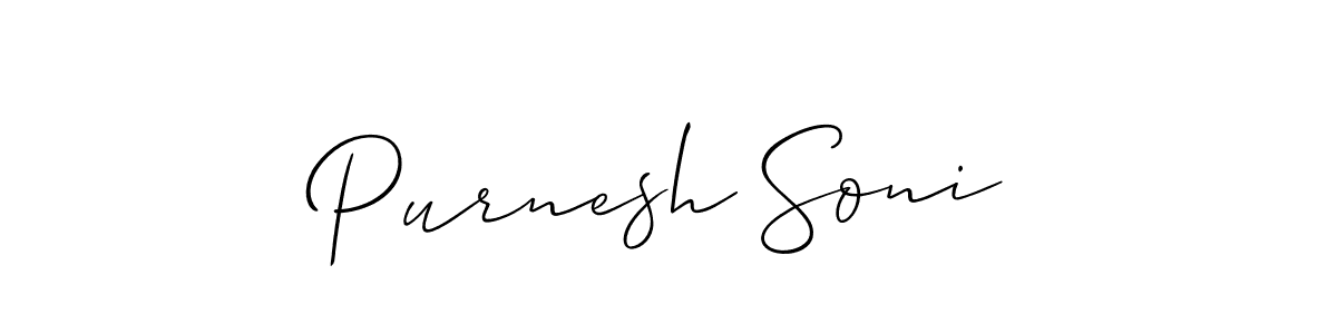 Make a beautiful signature design for name Purnesh Soni. With this signature (Allison_Script) style, you can create a handwritten signature for free. Purnesh Soni signature style 2 images and pictures png