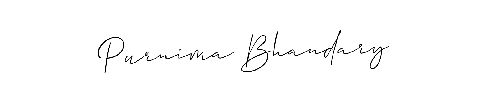 How to make Purnima Bhandary name signature. Use Allison_Script style for creating short signs online. This is the latest handwritten sign. Purnima Bhandary signature style 2 images and pictures png
