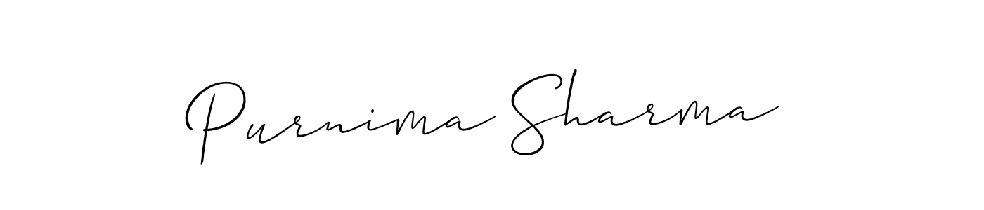 Create a beautiful signature design for name Purnima Sharma. With this signature (Allison_Script) fonts, you can make a handwritten signature for free. Purnima Sharma signature style 2 images and pictures png