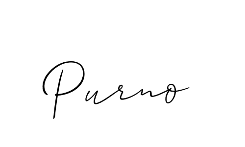 The best way (Allison_Script) to make a short signature is to pick only two or three words in your name. The name Purno include a total of six letters. For converting this name. Purno signature style 2 images and pictures png