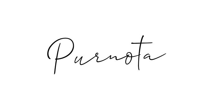 Make a beautiful signature design for name Purnota. With this signature (Allison_Script) style, you can create a handwritten signature for free. Purnota signature style 2 images and pictures png