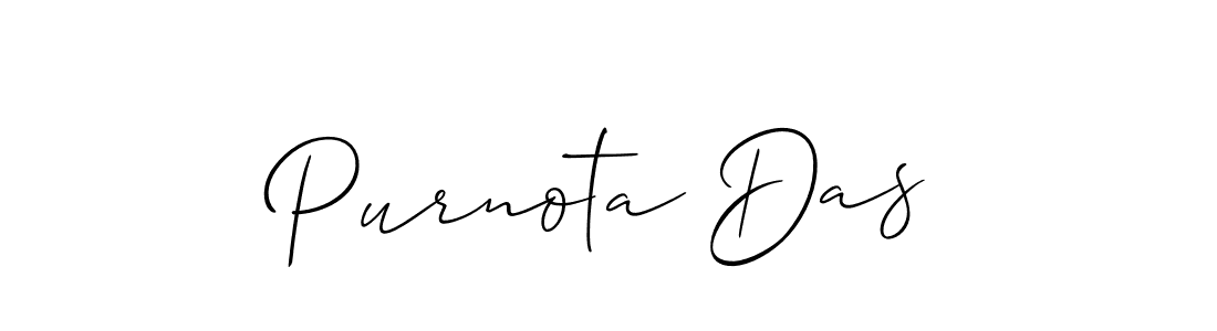 Use a signature maker to create a handwritten signature online. With this signature software, you can design (Allison_Script) your own signature for name Purnota Das. Purnota Das signature style 2 images and pictures png