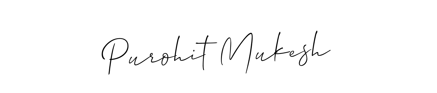 How to make Purohit Mukesh signature? Allison_Script is a professional autograph style. Create handwritten signature for Purohit Mukesh name. Purohit Mukesh signature style 2 images and pictures png