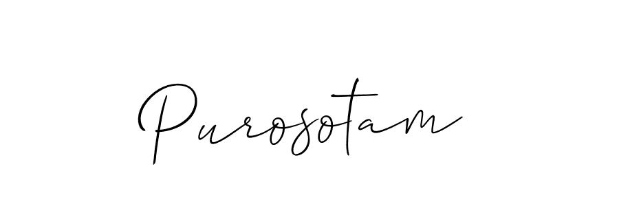 Make a beautiful signature design for name Purosotam. With this signature (Allison_Script) style, you can create a handwritten signature for free. Purosotam signature style 2 images and pictures png