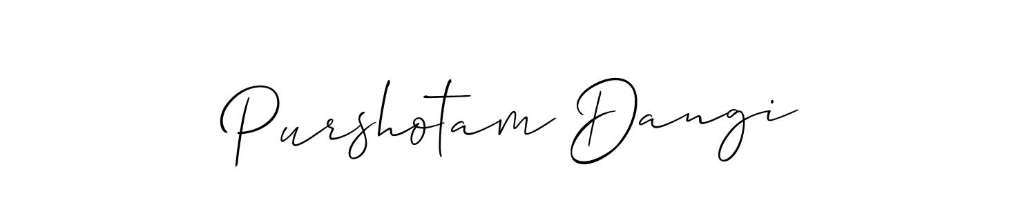 Allison_Script is a professional signature style that is perfect for those who want to add a touch of class to their signature. It is also a great choice for those who want to make their signature more unique. Get Purshotam Dangi name to fancy signature for free. Purshotam Dangi signature style 2 images and pictures png