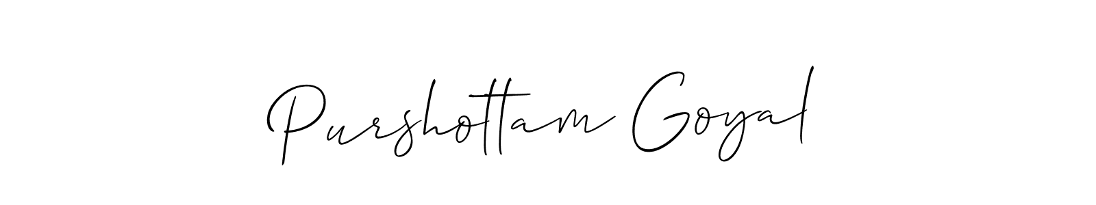 Allison_Script is a professional signature style that is perfect for those who want to add a touch of class to their signature. It is also a great choice for those who want to make their signature more unique. Get Purshottam Goyal name to fancy signature for free. Purshottam Goyal signature style 2 images and pictures png